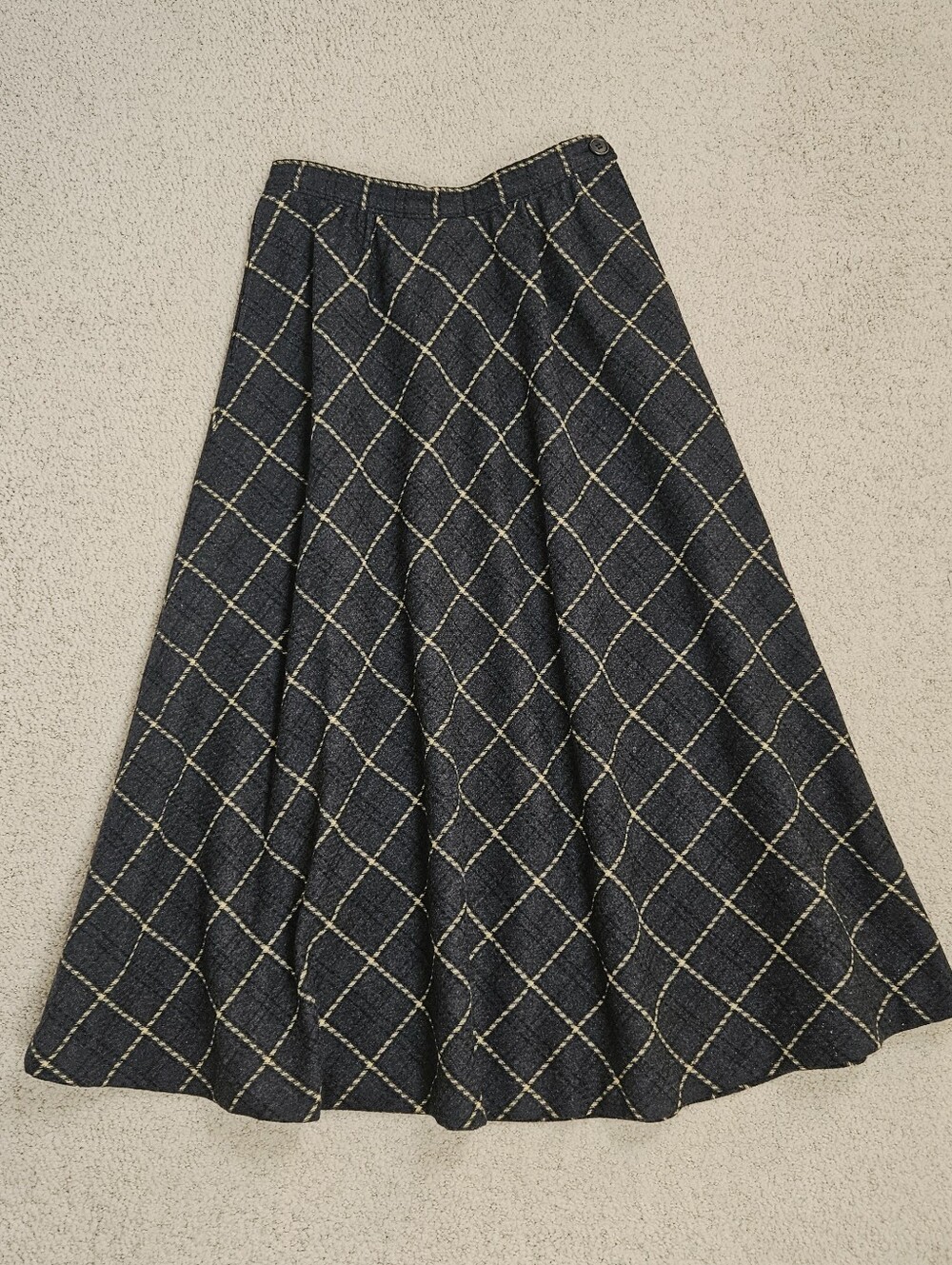Pendelton Wool Skirt Midi Gray A Line Womens 6 Pockets Vintage Academia USA